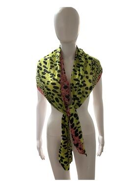 Copper Key Neon Lime and Pink Animal-Print Ladies Scarf